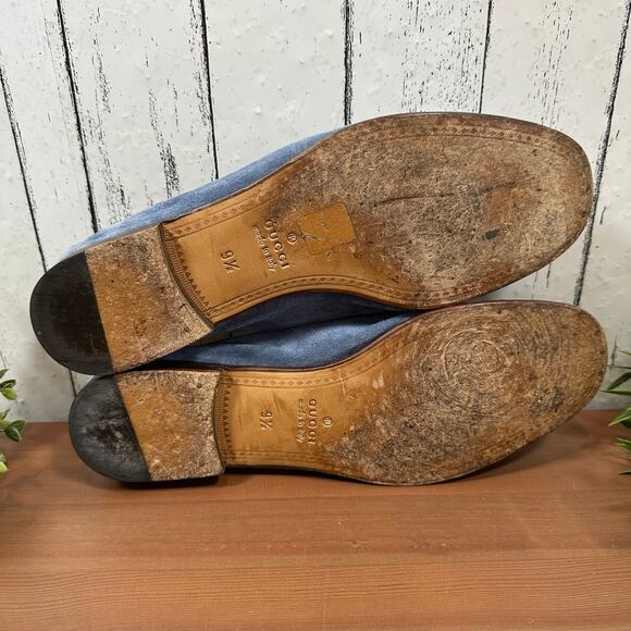 Gucci Men's Blue Suede Horsebit Loafers Size 9.5 - Picture 9 of 12